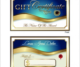 Golden style gift certificate design vector 01