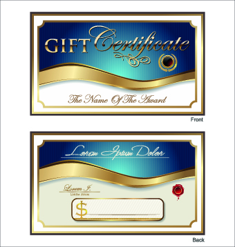 Golden style gift certificate design vector 01