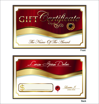 Golden style gift certificate design vector 02