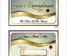Golden style gift certificate design vector 04