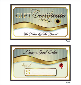 Golden style gift certificate design vector 04