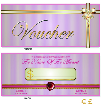 Golden style gift certificate design vector 05