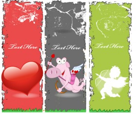 Grunge valentines banners design elements 02