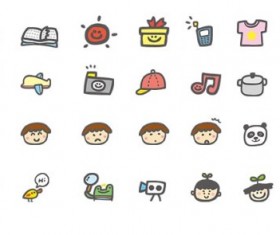 Hand drawn cartoon cute icons
