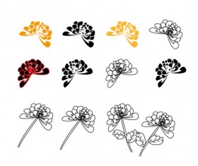 Hand drawn chrysanthemum elements vector