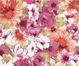 Hand drawn retro flower pattern vector