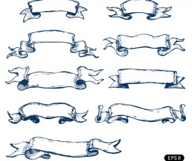 Hand drawn vintage ribbon benner vector 01