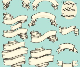 Hand drawn vintage ribbon benner vector 02