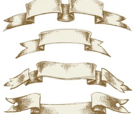 Hand drawn vintage ribbon benner vector 03