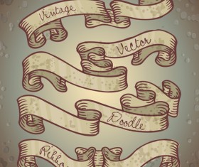 Hand drawn vintage ribbon benner vector 04