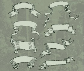 Hand drawn vintage ribbon benner vector 05