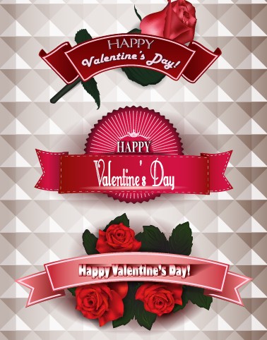 Happy Valentine Day ribbon banner creative vector