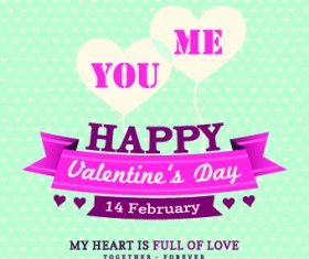 Happy Valentines Day Background Vintage Style Vector 01