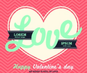Happy Valentines Day Background Vintage Style Vector 02