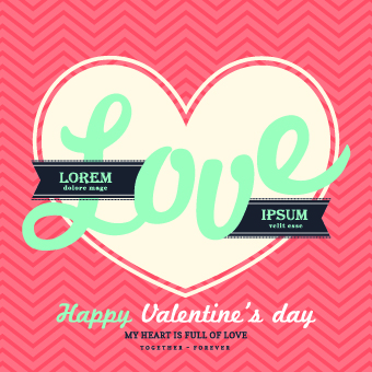 Happy Valentines Day Background Vintage Style Vector 02