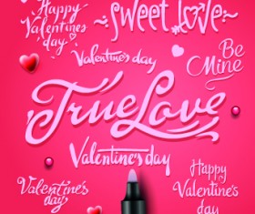 Happy Valentines Day text elements vector 01
