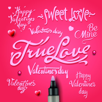 Happy Valentines Day text elements vector 01