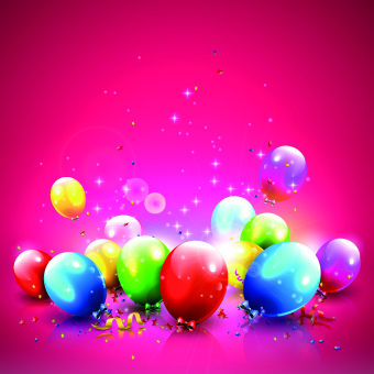Happy birthday colored balloon creative background 01