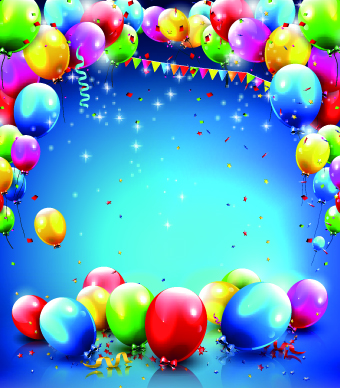 Happy birthday colored balloon creative background 02
