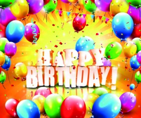 Happy birthday colored balloon creative background 03