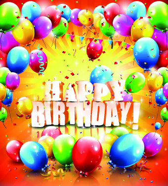 Happy birthday colored balloon creative background 03