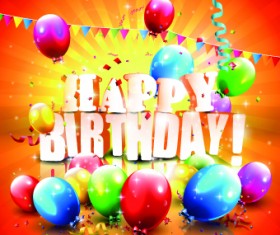 Happy birthday colored balloon creative background 04