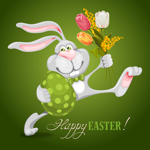 Happy easter bunny background vector graphic 01