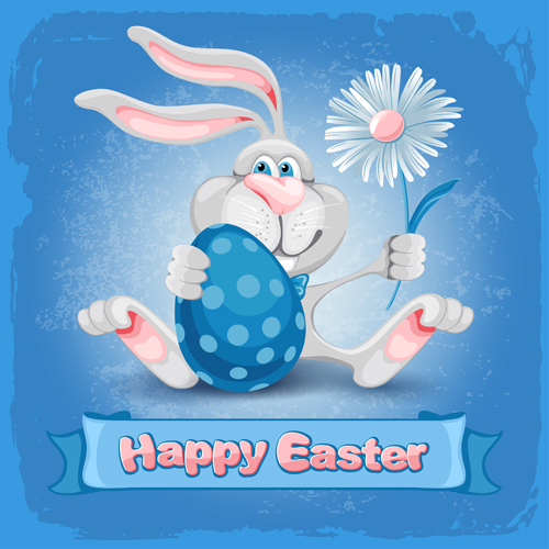Happy easter bunny background vector graphic 02