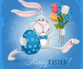 Happy easter bunny background vector graphic 03