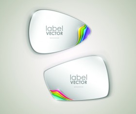 Shiny paper labels vector material set 05