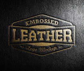 Leather gold logo psd graphic