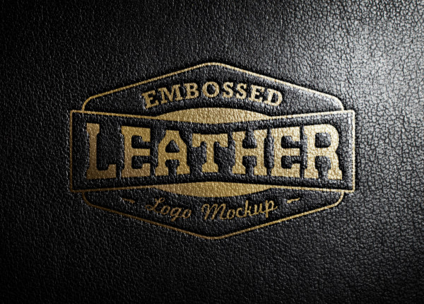 Leather gold logo psd graphic