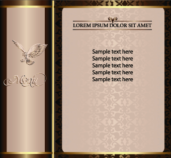 Golden frame menu cover design vector 01