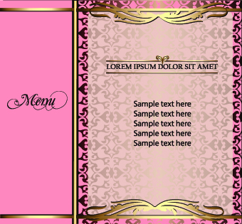 Golden frame menu cover design vector 02