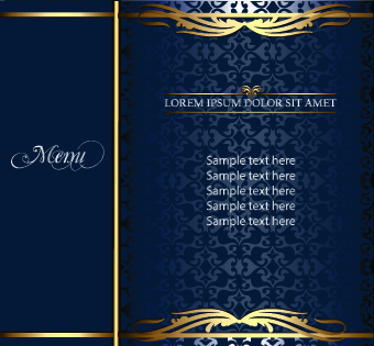 Golden frame menu cover design vector 03