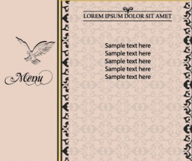 Golden frame menu cover design vector 04
