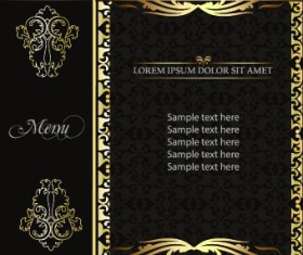 Golden frame menu cover design vector 05