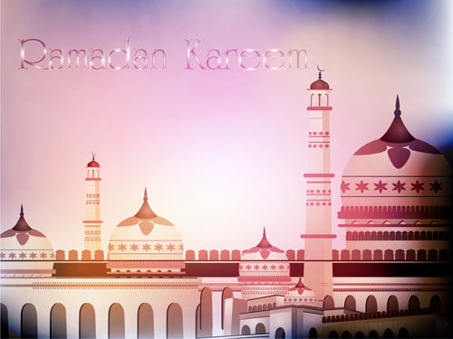Mosque landscapes design vector set 02