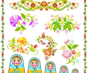Beautiful russian style ornaments design vector 02