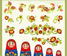 Beautiful russian style ornaments design vector 03