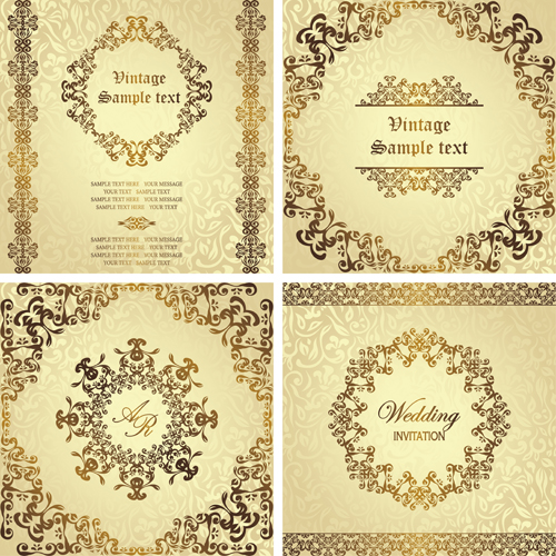 Ornate golden invitations design 03