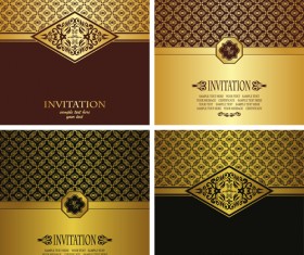 Ornate golden invitations design 04