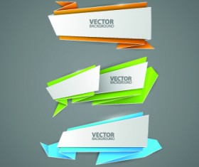 Creative origami paper banner design vector set 06