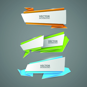 Creative origami paper banner design vector set 06