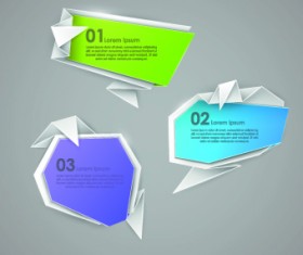 Creative origami paper banner design vector set 07