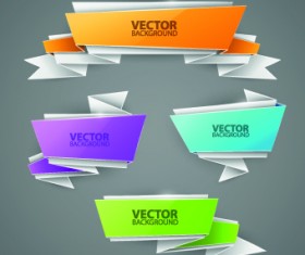 Creative origami paper banner design vector set 08