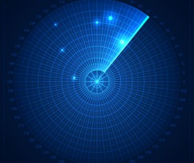 Radar elements blue background vector