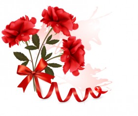 Red flower with ribbon design vector