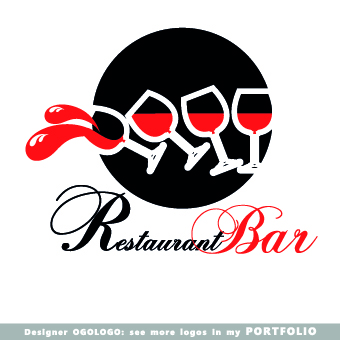 Restaurant logos design elements vectors set 03