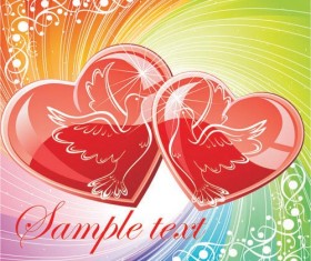 Romantic pigeon with heart valentine background